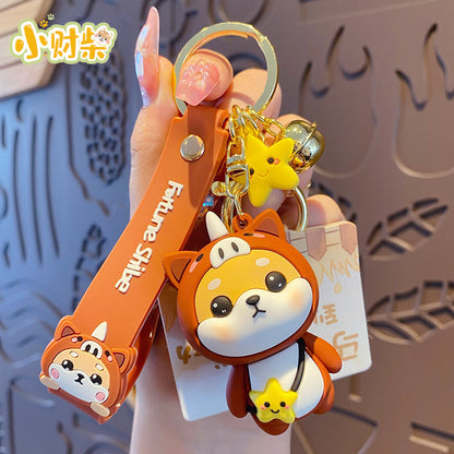 Cartoon Chinese Zodiac Rabbit Keychain Female Cute Exquisite Shiba Inu Doll Keychain Bag Pendant Gift