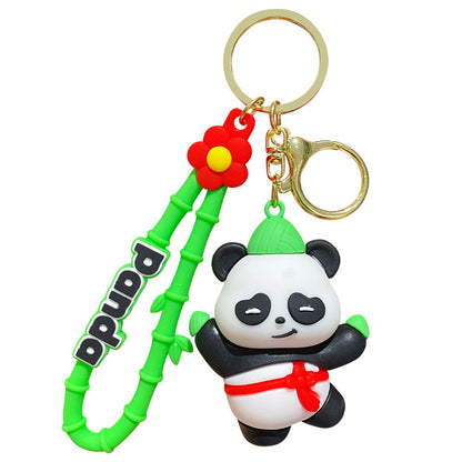 Creative Loong Boat Festival Zongzi Panda Car Key Chain Cute Cartoon Glue Drop Doll Male and Female Backpack Hanging Gift