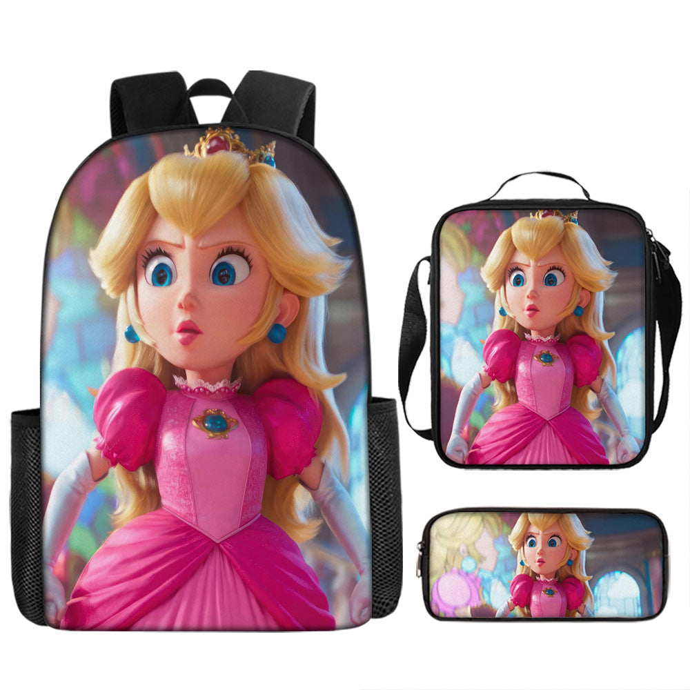 Super Mario Princess Peach Children's Backpack Three-Piece Set