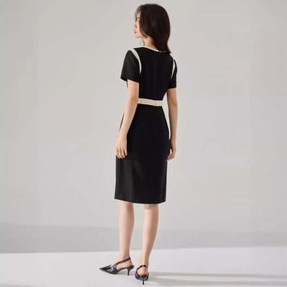 Chic Color-Block Sheath Midi Dress