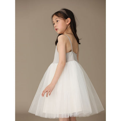 Girls' Spaghetti Strap Vest Lace Puff Skirt Princess Dress