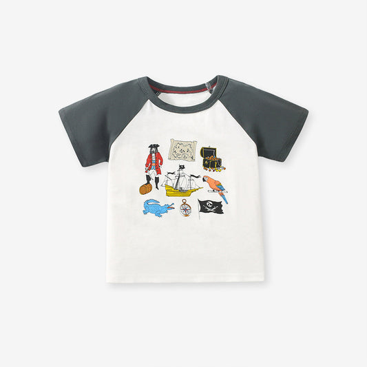Cartoon Print Kids' Unisex Short Sleeve T-shirt