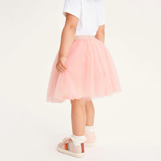 Cute Rainbow Short Sleeve Mesh Skirt Two-piece Set