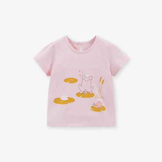 Cartoon Print Girls' Cotton T-shirt
