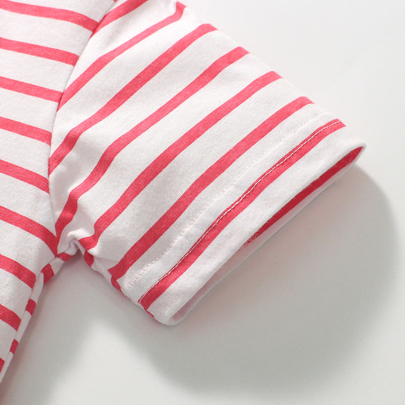 Striped Short Sleeve Cotton Girls' T-shirt
