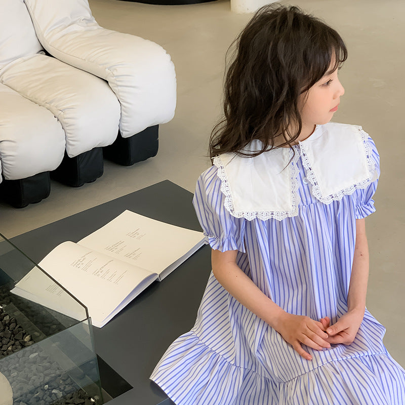 Girls' Korean Style Striped Princess Dress