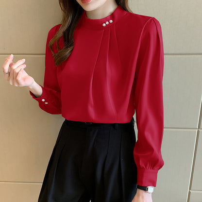 Women's Fashion Satin Chiffon Blouse