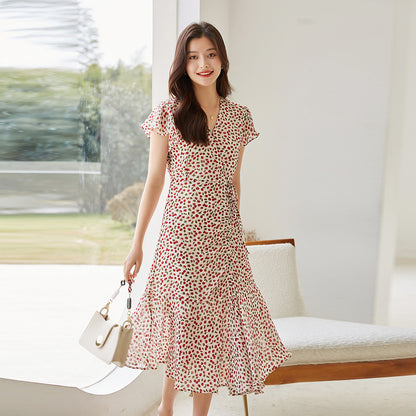 Cherry Blossom Ruffle Midi Dress