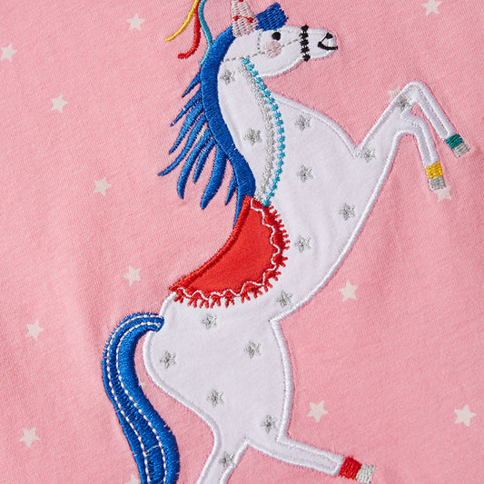Cute Unicorn Girls' Cotton Princess Dress