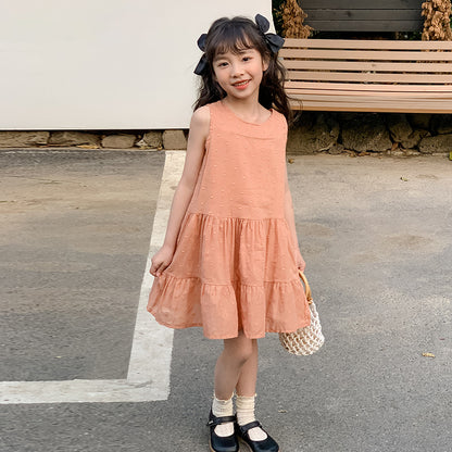 Girls' Korean Style Sleeveless Cake Dress