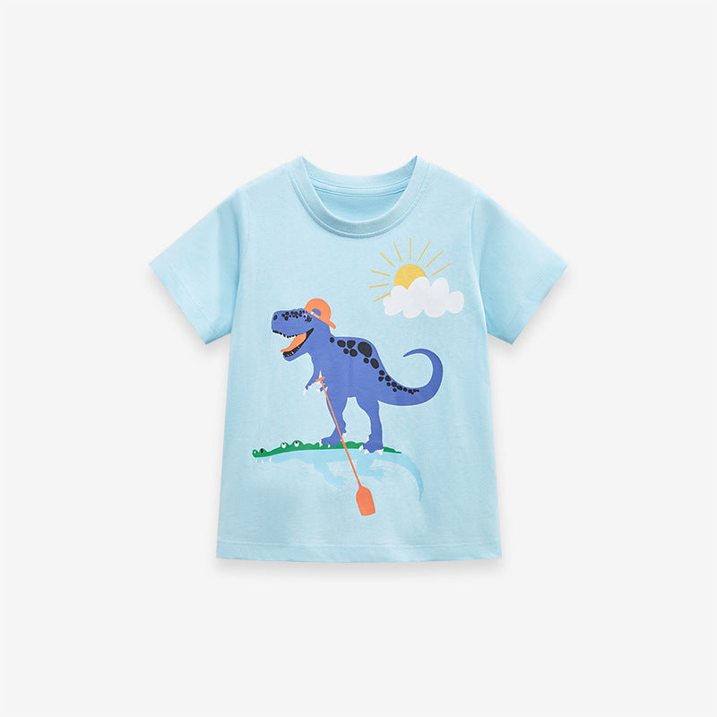 Cartoon Dinosaur Boy's Cotton T-Shirt