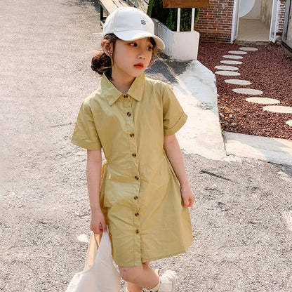 Girls' Casual Preppy Style Shirt Dress Girls' Casual Preppy Style Shirt Dress