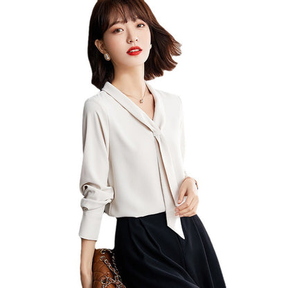 Women's French Style Ribbon Chiffon Blouse