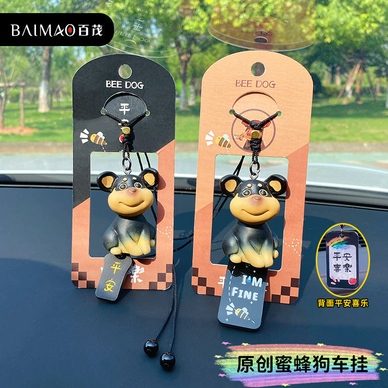 Cartoon Resin Bee Dog Car Pendant Creative Cute and Exquisite Car Pendant Car Pendant Decoration