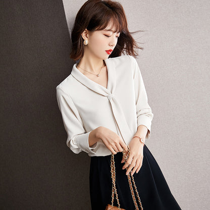 Women's French Style Ribbon Chiffon Blouse