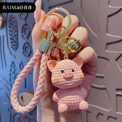 Cartoon resin yarn animal keychain bunny exquisite cute couple doll car keychain backpack pendant