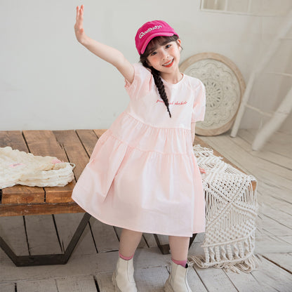 Korean Style Girls' Puff Sleeves Princess Dress