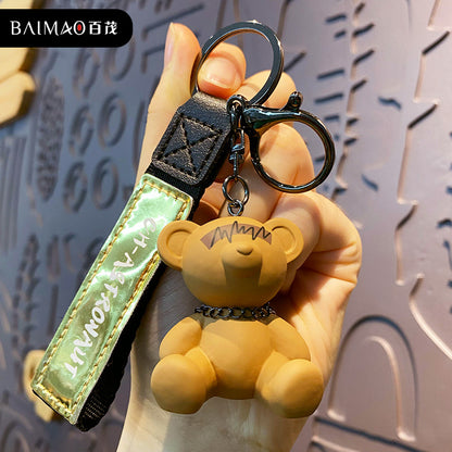 Cartoon resin radio bear keychain cute and exquisite couple doll keychain backpack pendant wholesale