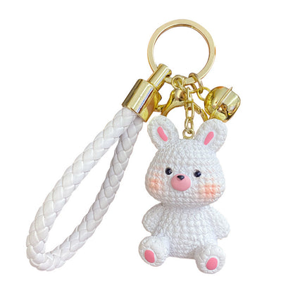 Cartoon resin yarn animal keychain bunny exquisite cute couple doll car keychain backpack pendant