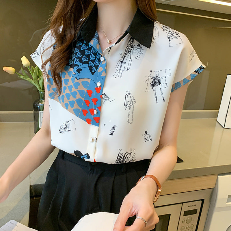 Women's Abstract Print Chiffon Blouse