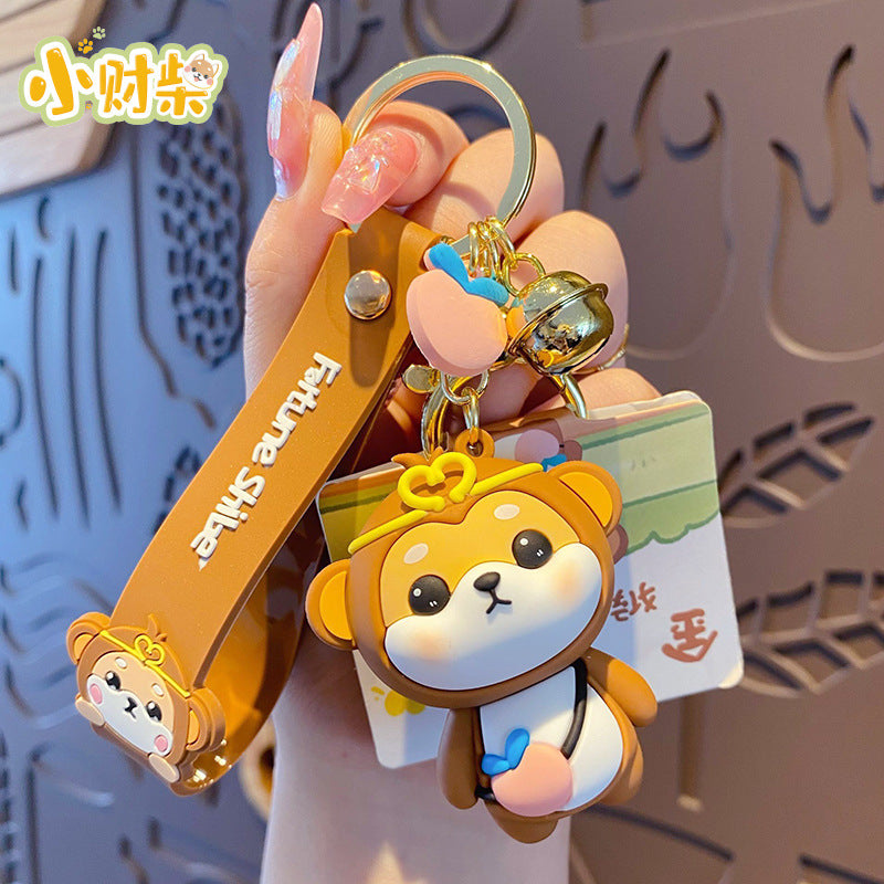 Cartoon zodiac rabbit keychain cute and exquisite Shiba Inu keychain couple backpack pendant