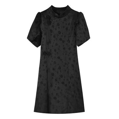 Elegant Vintage Chinese Black Qipao Dress