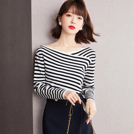 Women's Striped Long Sleeve Knitted Top