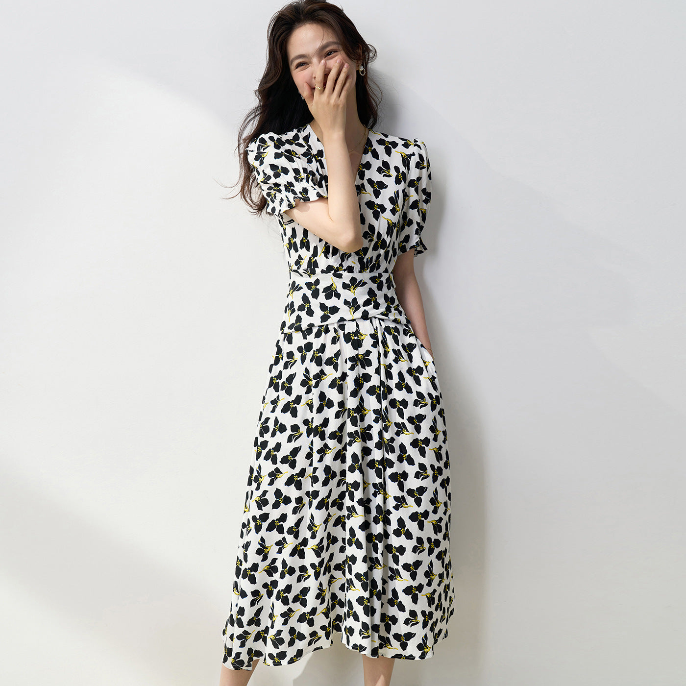 Clover Charm Wrap Midi Dress