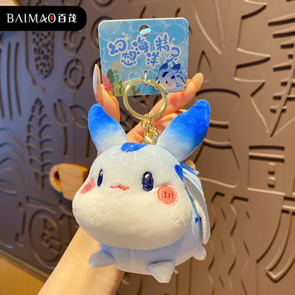 Plush fantasy ocean elf pig dolphin doll keychain cartoon soft cute animal backpack pendant