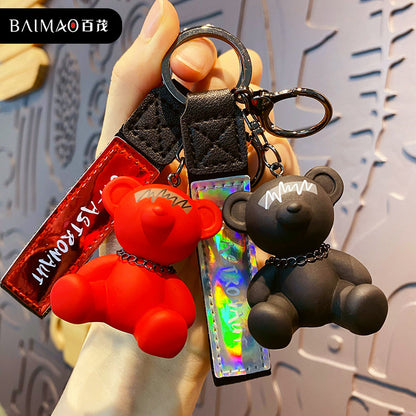 Cartoon resin radio bear keychain cute and exquisite couple doll keychain backpack pendant wholesale