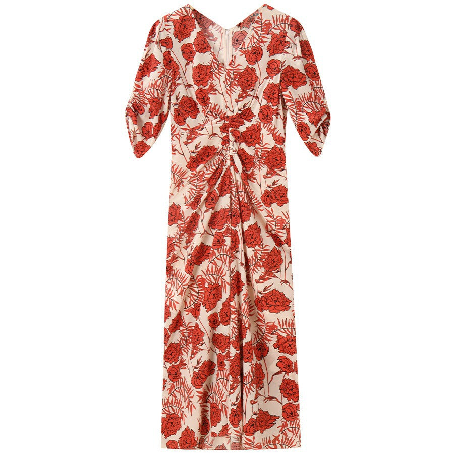 Rosé Elegance Floral Midi Dress