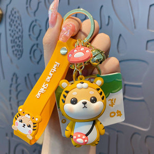 Cartoon zodiac rabbit keychain cute and exquisite Shiba Inu keychain couple backpack pendant