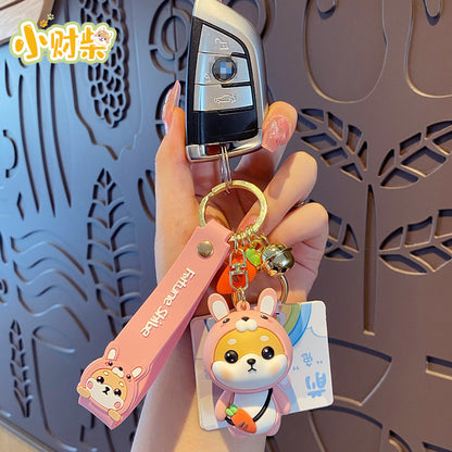 Cartoon Chinese Zodiac Rabbit Keychain Female Cute Exquisite Shiba Inu Doll Keychain Bag Pendant Gift