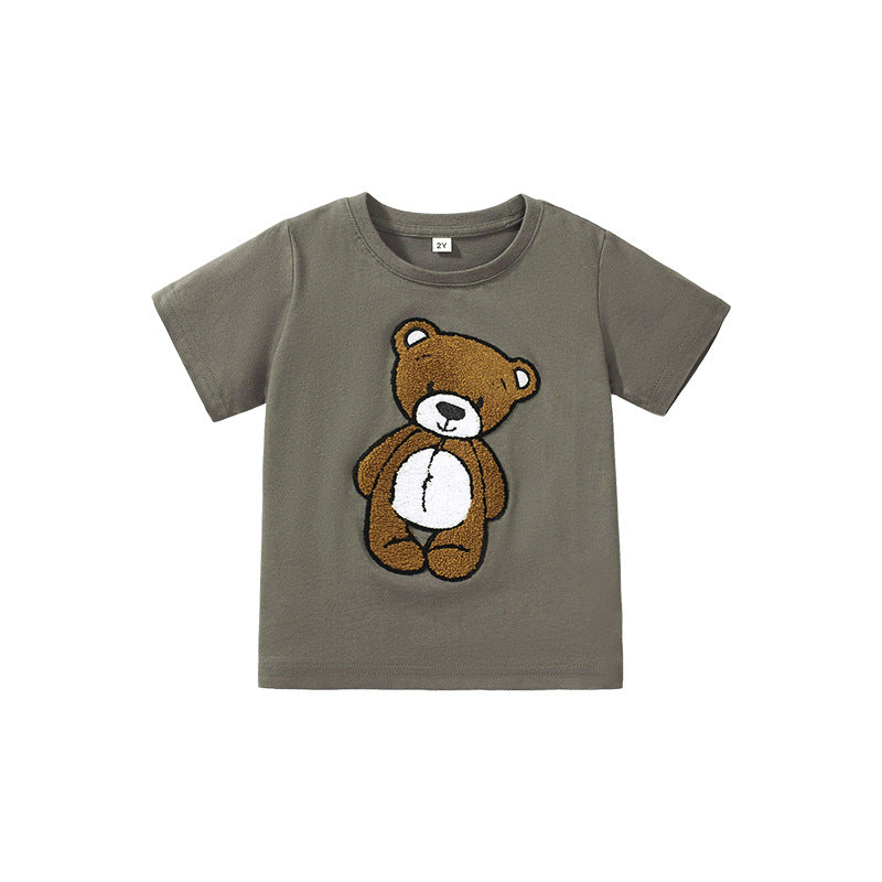 Round Neck Pure Cotton Kids' Short Sleeve T-shirt