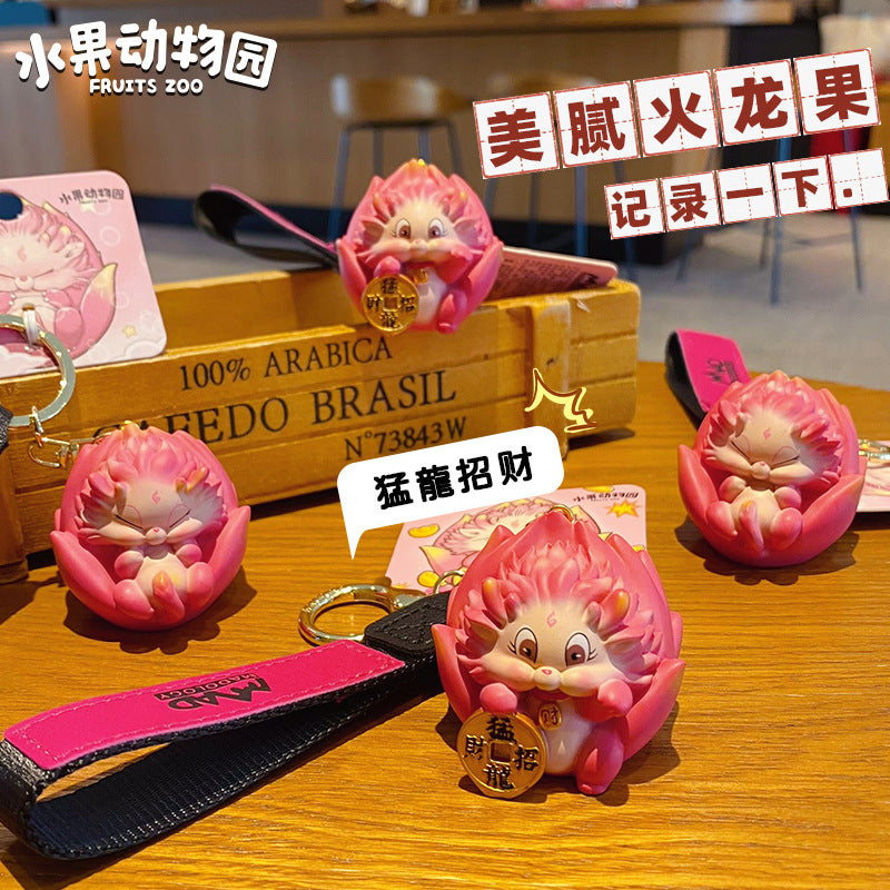 Fruit Zoo Dragon Fruit Keychain Female Cute Exquisite Resin Doll Keychain Bag Pendant