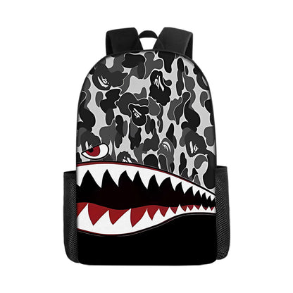 Shark Cartoon Children's Backpack Three-Piece Set