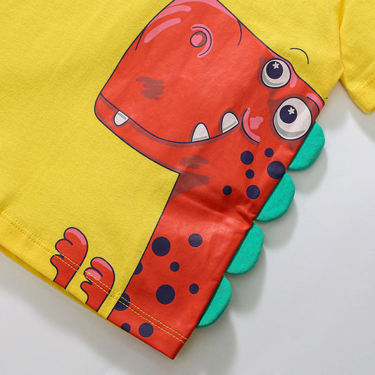 Cartoon Dinosaur Children' Unisex Cotton T-shirt