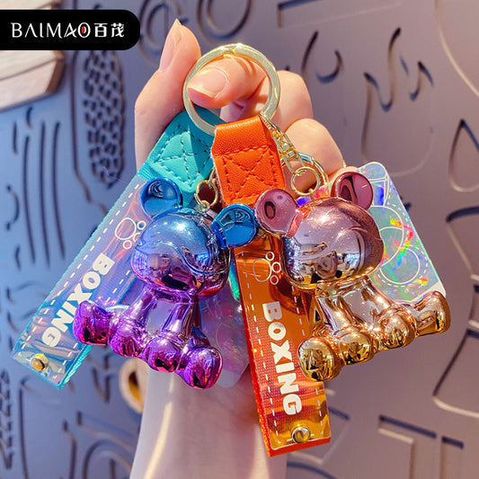 Resin Colorful Bear Bago Keychain, Fashionable and Exquisite Couple Keychain, Backpack Pendant