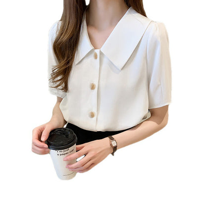 Women's Korean-Style Solid Color Chiffon Blouse