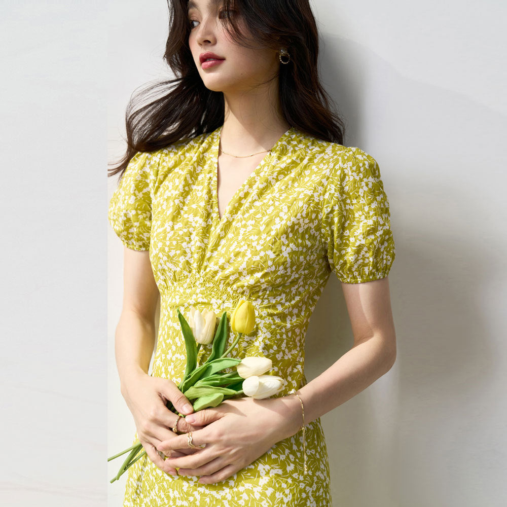 Sunny Blossom Floral Midi Dress