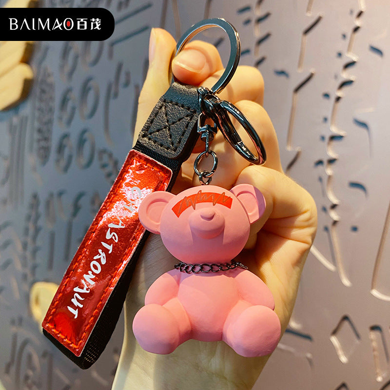 Cartoon resin radio bear keychain cute and exquisite couple doll keychain backpack pendant wholesale