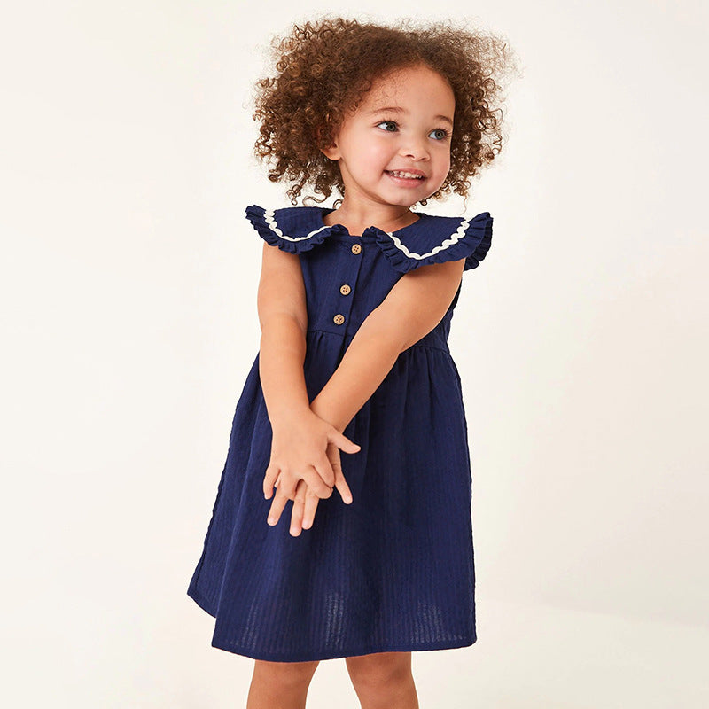 Cute Doll Collar Sleeveless Cotton Kids' Princess Dress