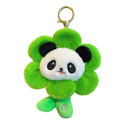 Cartoon Pulling Vibration Flower Cute Pet Plush Doll Keychain Female Cute Flower Panda Keychain Pendant