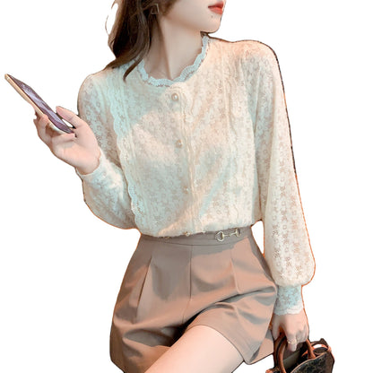 Stylish Women's Long Sleeve Lace Blouse