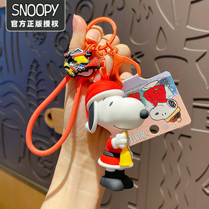 SNOOPY Warm Winter Cute Dog Pendant Christmas Keychain Student Backpack Keychain Ring