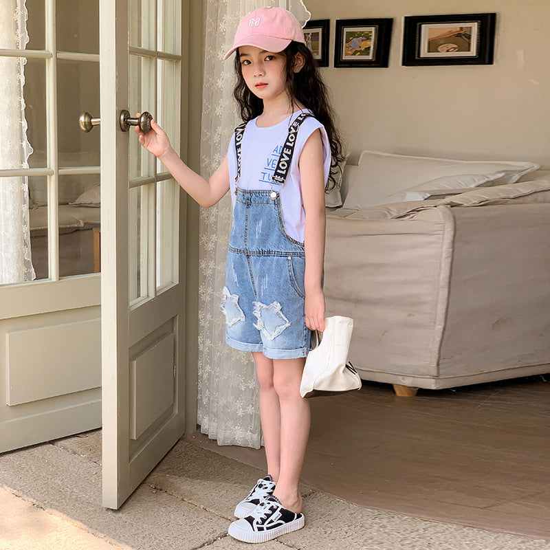 2020 Korean Casual Two Piece Set For Teen Girls Cute Korean Vest Outfit And  Overalls With Wide Leg Pants From Stuffedbaby, $21.17