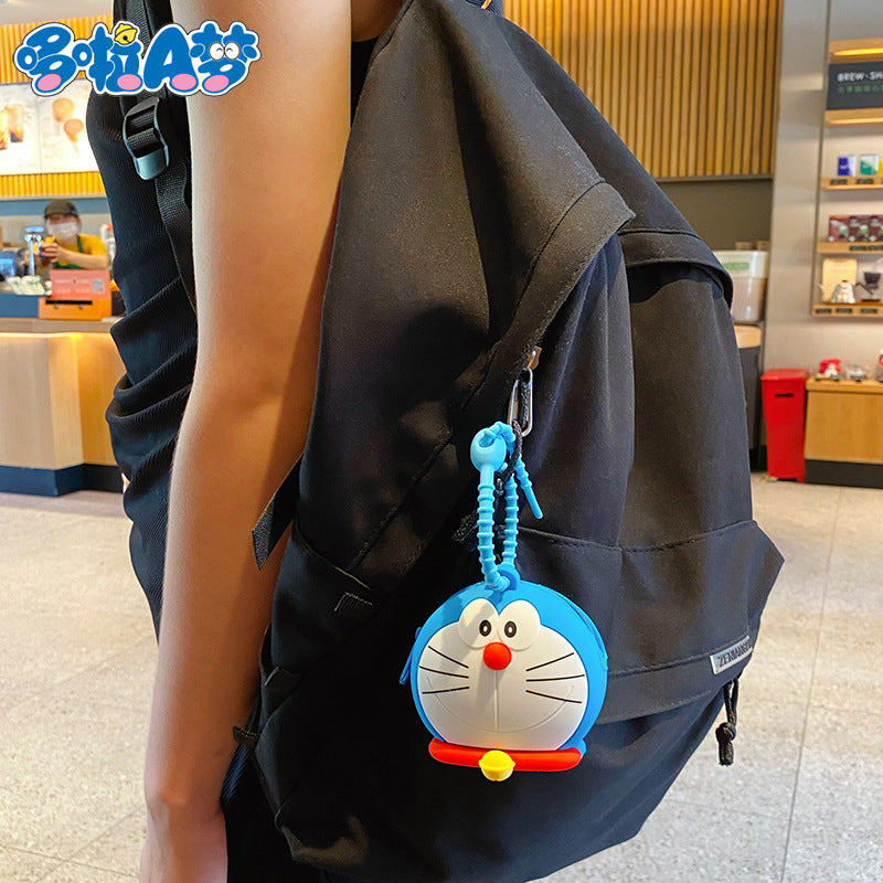 Doraemon Zero Wallet Keychain Female Cute Creative Exquisite Dingdang Cat Earphone Bag Pendant