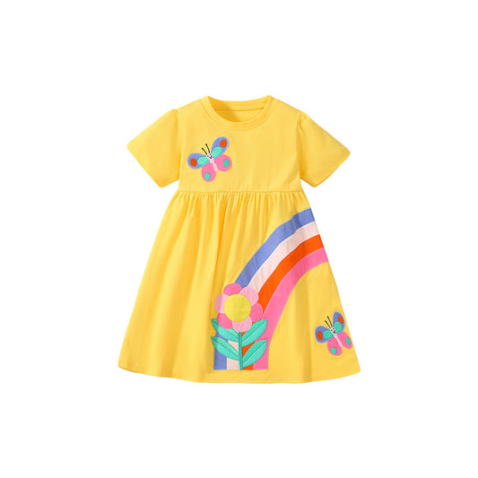 Pastoral Style Embroidery Cartoon Girls' Princess Dress