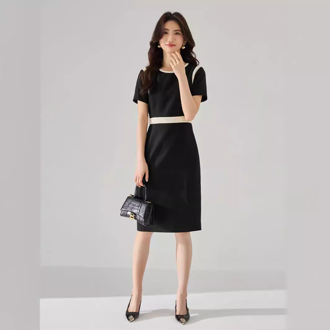 Chic Color-Block Sheath Midi Dress