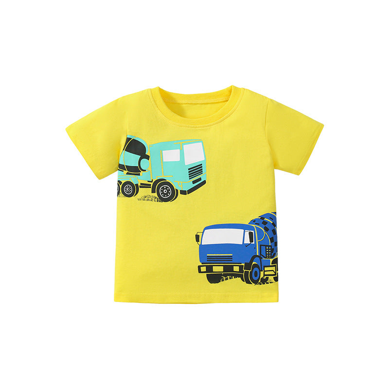 Cartoon Car Short-Sleeved Boys' Cotton T-shirt